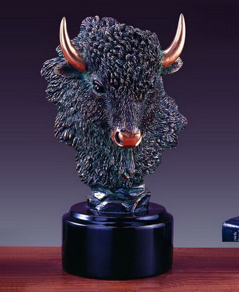 Buffalo Sculptural Portraiture Bust of Bison Head Figure Head Art